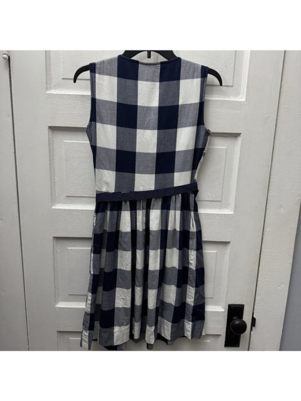 Tommy Hilfiger Dress Womens 2 Blue White Buffalo Check Wrap Tie Cotton - Picture 6 of 9